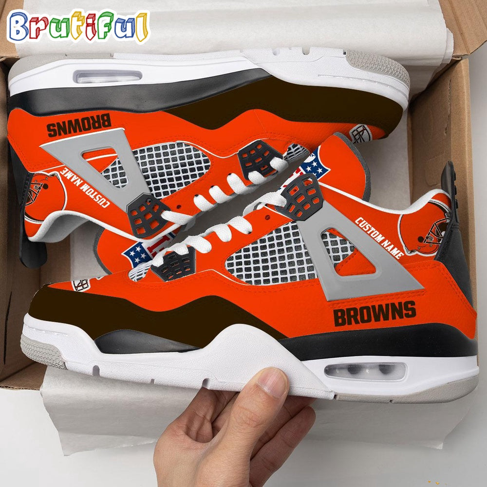 NFL Cleveland Browns Football Team Air Jordan 4 Shoes, Personalized AJ4 Sneaker