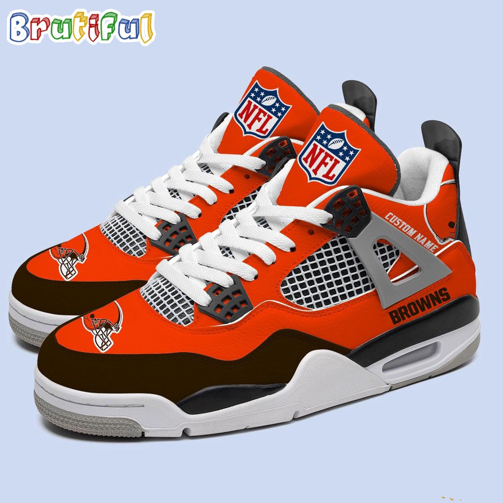 NFL Cleveland Browns Football Team Air Jordan 4 Shoes, Personalized AJ4 Sneaker