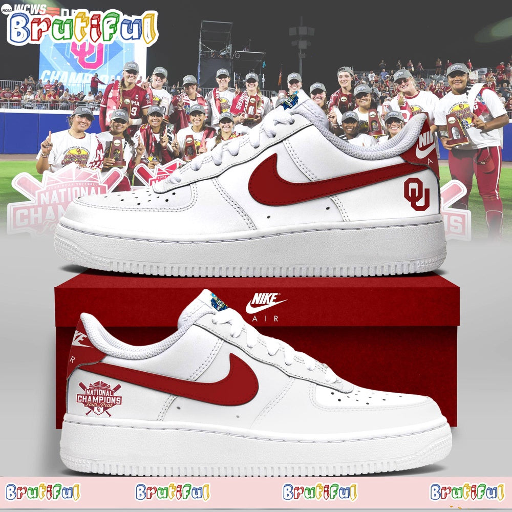 Oklahoma Sooners Four  Peat NCAA Softball Women’s Champions Air Force 1 Shoes
