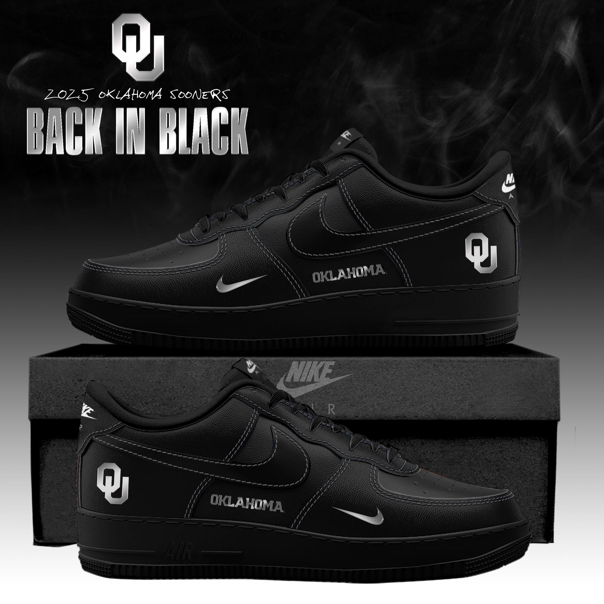 Oklahoma Sooners 'Back in Black' 2025 Special Edition AF1 Sneakers