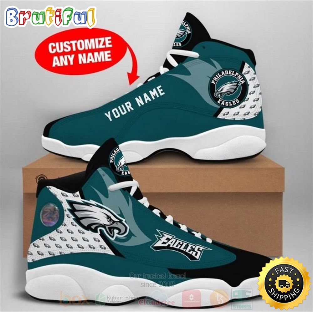 Philadelphia Eagles Nfl Custom Name Air Jordan 13 Shoes 2