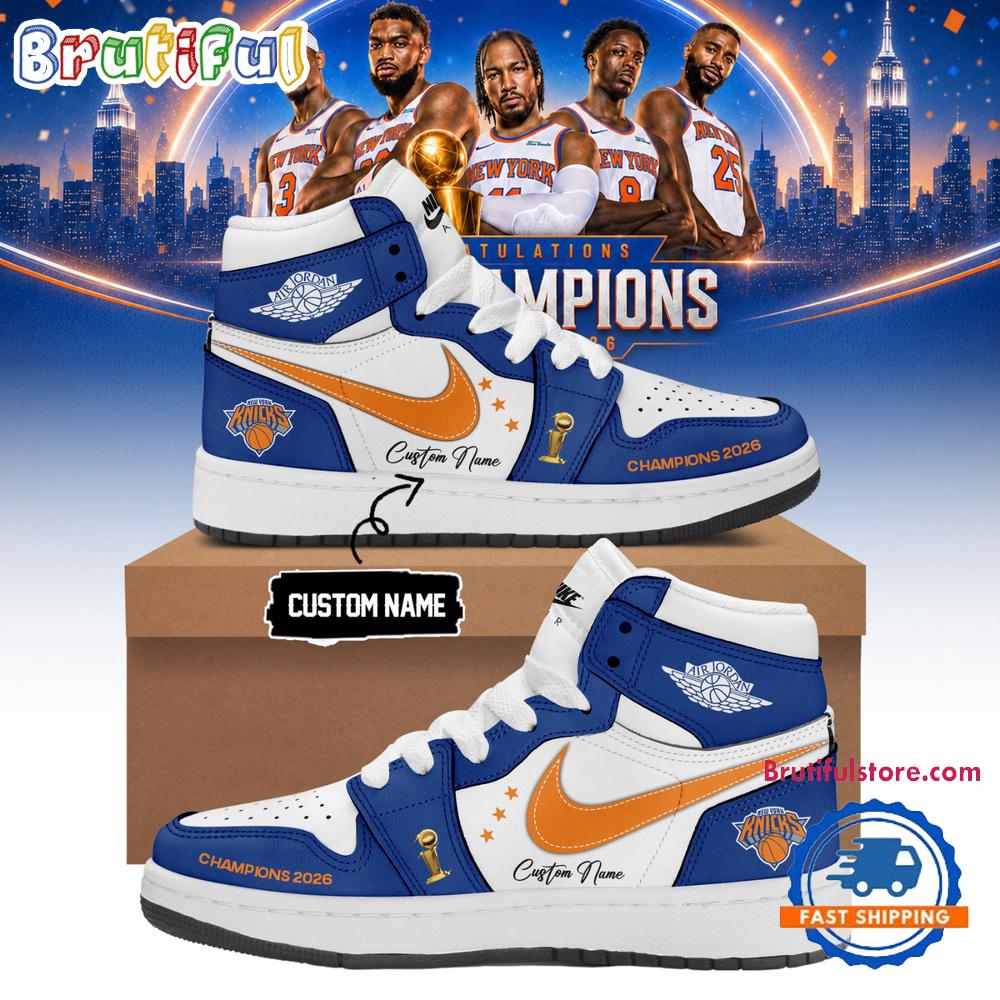 New York Knicks 2026 NBA Finals Champions Air Jordan 1 Hightop Shoes