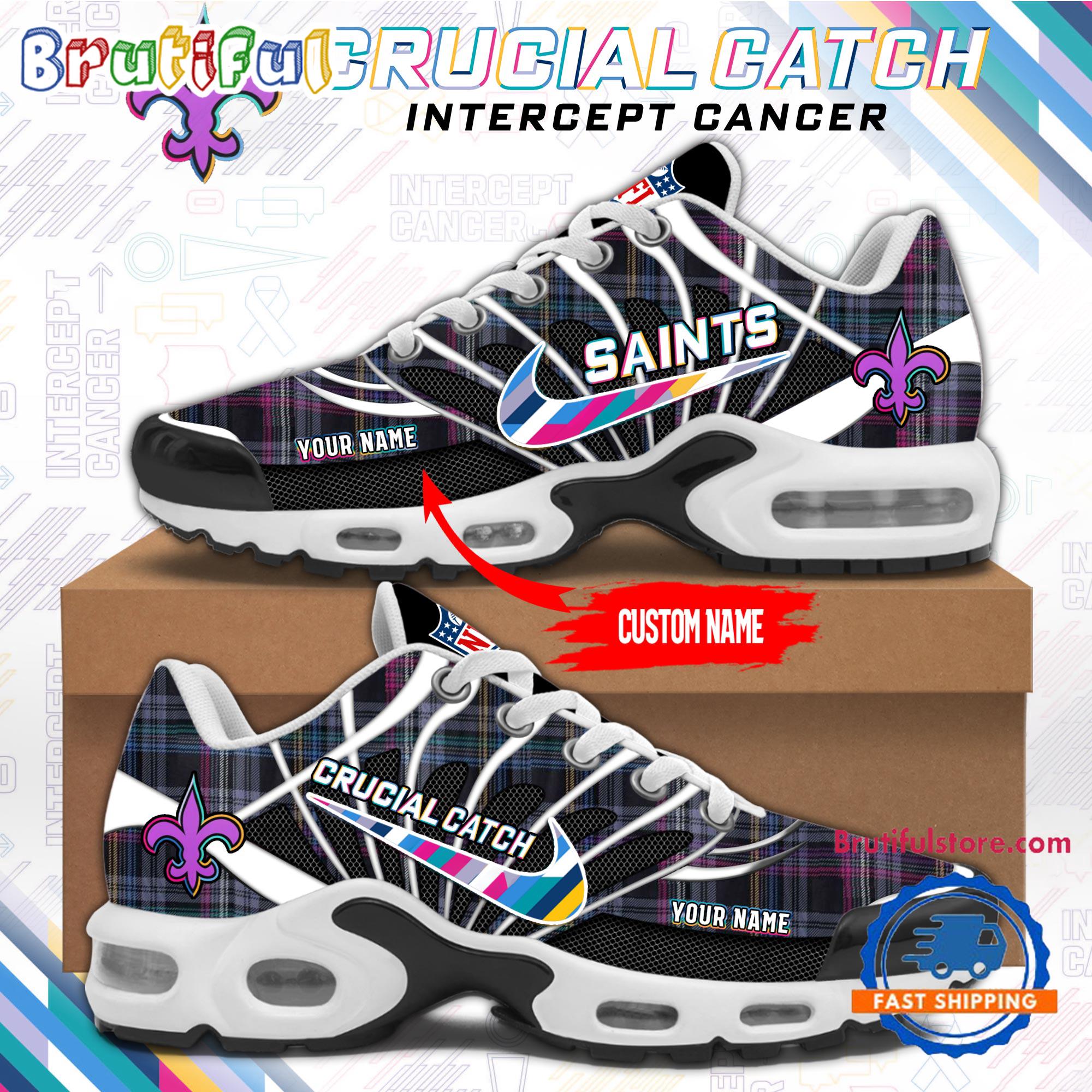 NFL New Orleans Saints Crucial Catch Intercept Cancer Air Max Plus Shoes Sneaker