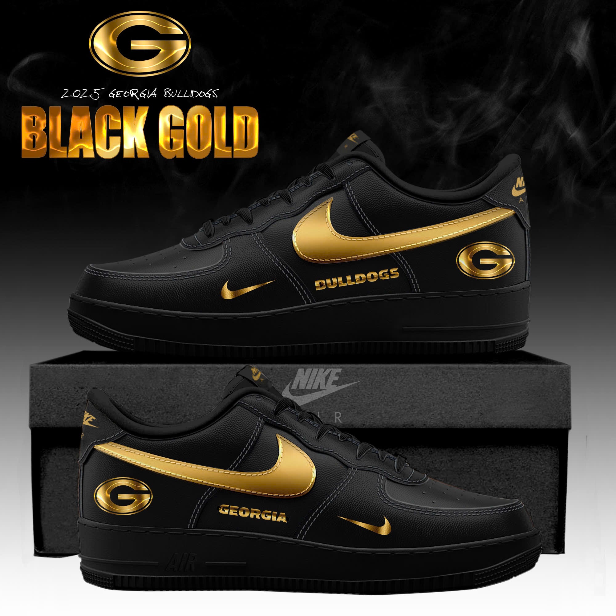 _ .Georgia Bulldogs 'Black Gold' 2025 Special Edition AF1 Sneakers